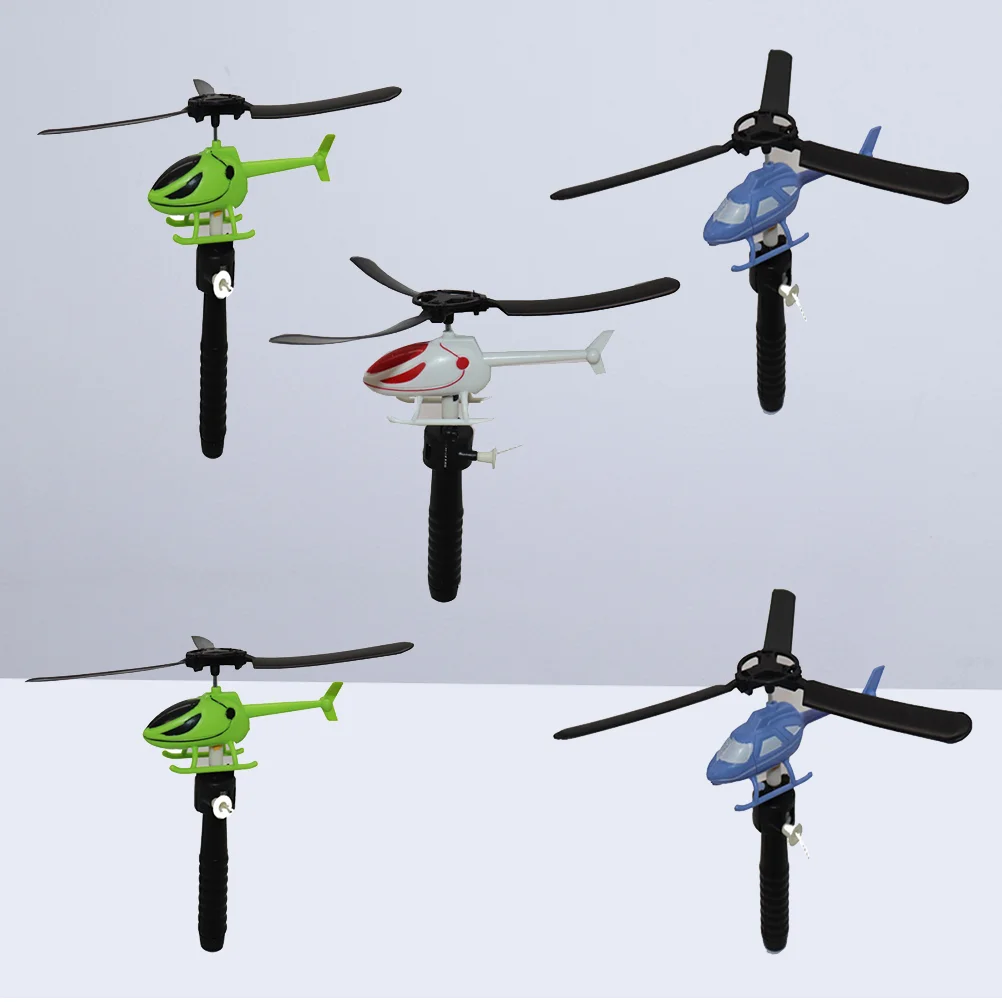 

5pcs Flying Saucer String Helicopter Flying Disc Launcher Toys Kids Airplanes Plaything Flying Toys Outdoor Game for Boy Girl (