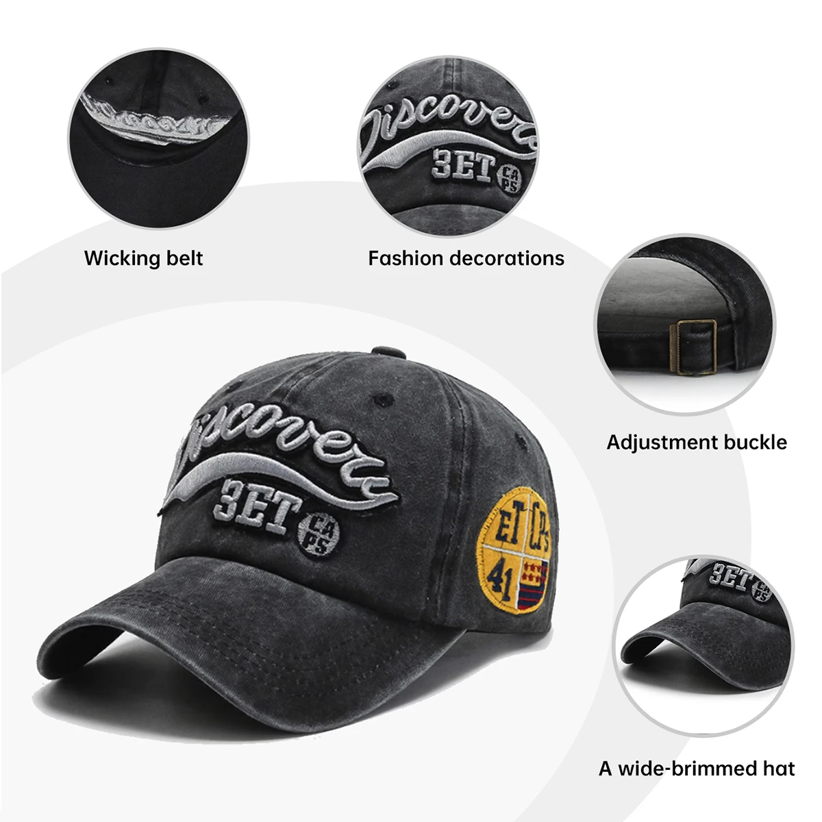 International Brand Hat Men's High-End Peaked Cap Trendy Hard-Top Baseball Cap Women's Face-Slimming Fashionable Versatile Sun Hat Embroidered Letters