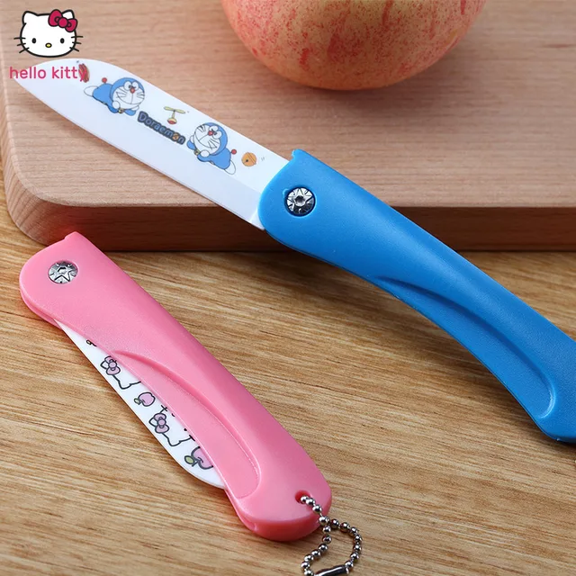 Hello Kitty Sanrio Fruit Knife Kawaii Ceramic Knife Folding Knife Portable Mini Exquisite Travel Household Peeler Food Knife 1