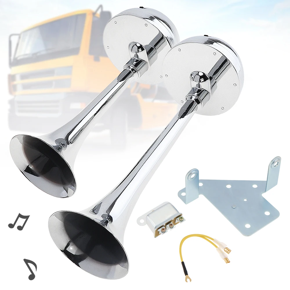 12V-24V 126Db Super Loud Car Dual Tromba All Metal Tracheal Electric Air Horn Con Staffa/Relè Non C' È Bisogno Di Compressore Per Auto