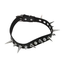 Punk Long Spike tour de cou Faux cuir collier pour femmes hommes Cool gros Rivets clouté Chocker Goth Style collier accessoires 2025 3