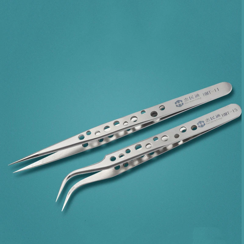 Precision Stainless Steel Tweezers Anti-Static Curved Straight Tip Forceps Tweezers For Mobile Phone Hand Repair Tools