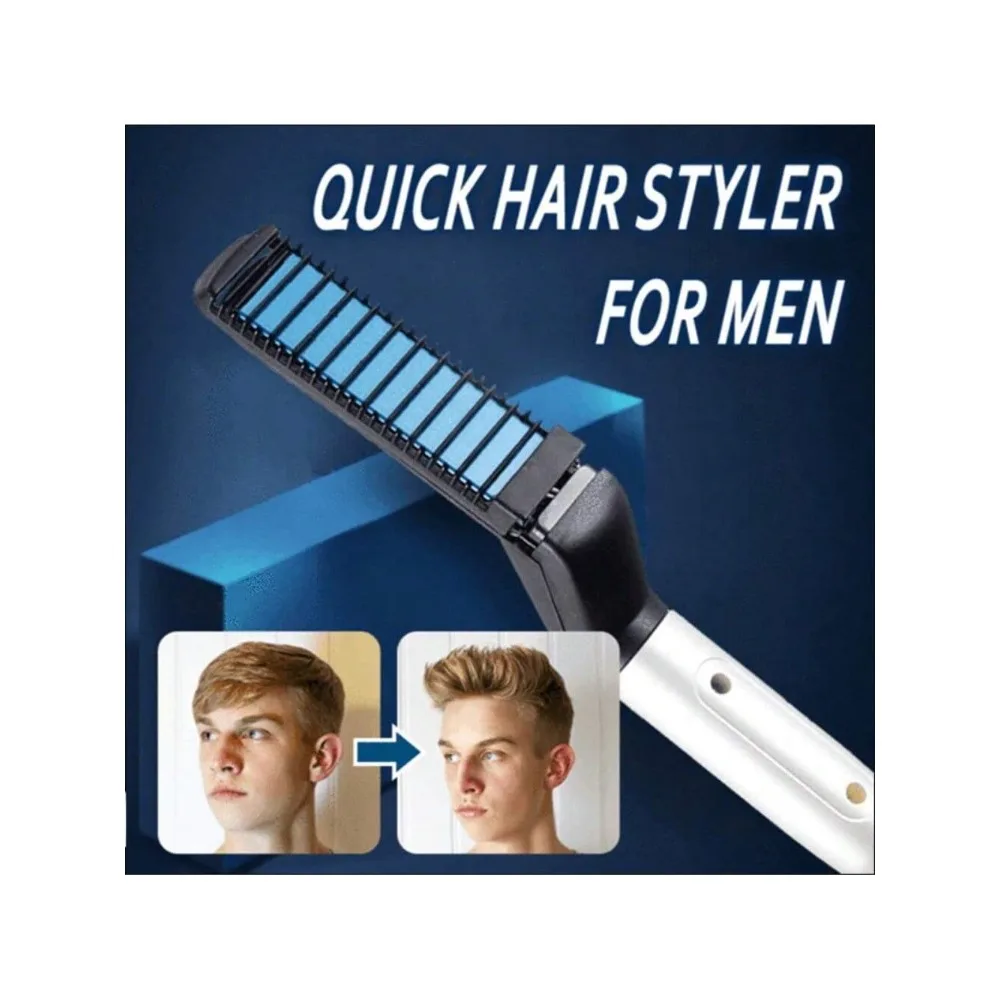 EU Plug Men's All-in-One Ceramic Hair Styler Comb Straighteners Curlers Set Styling Combs Straighteners Men's Quick Styler