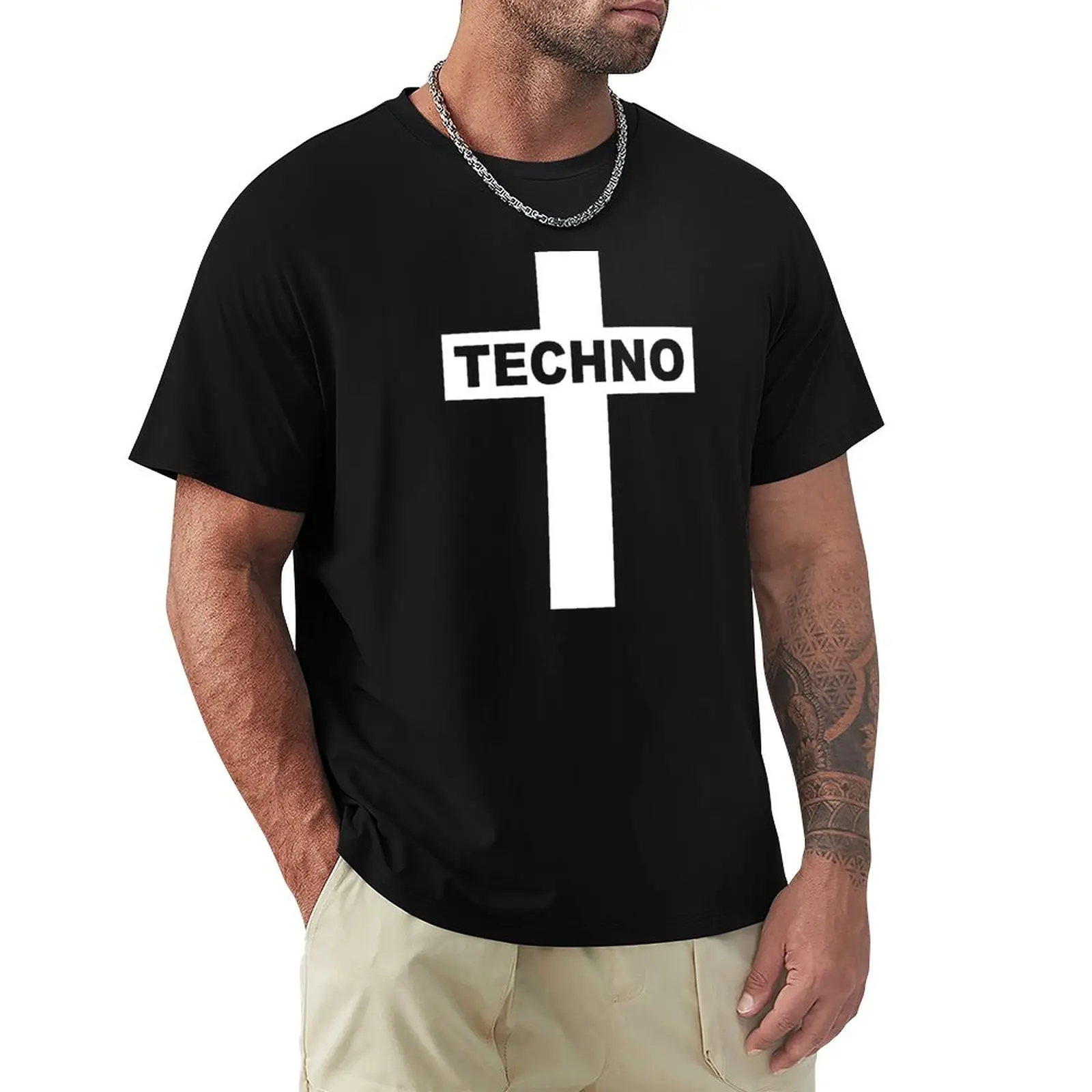 

Techno - Techno Music - Techno Cross T-Shirt plus size tops Short sleeve tee T-shirt men