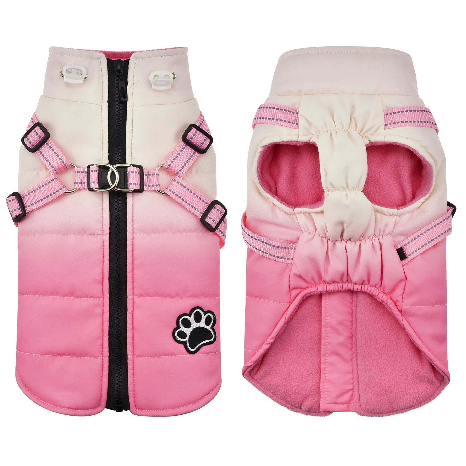Reflective Winter Pet Dog Jacket With Harness Waterproof Dog Clothes