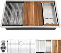 30 Inch Undermount Kitchen Sink 16 Gauge Stainless Steel Workstation Round Corners Single Bowl Under Counter 1