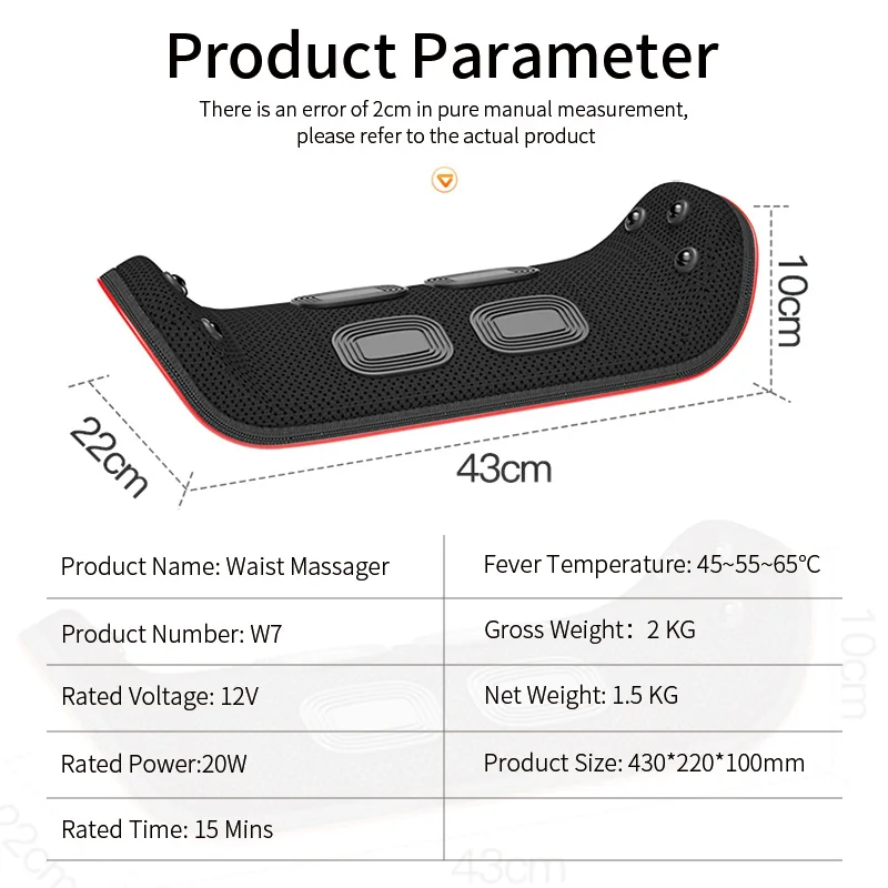 Vibration Waist Massager with Heating for Lumbar Comfort