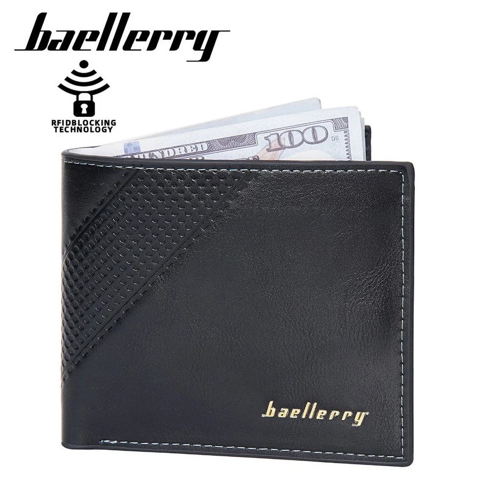 Short men's Baellerry RFiD anti magnetic business minimalist horizontal wallet