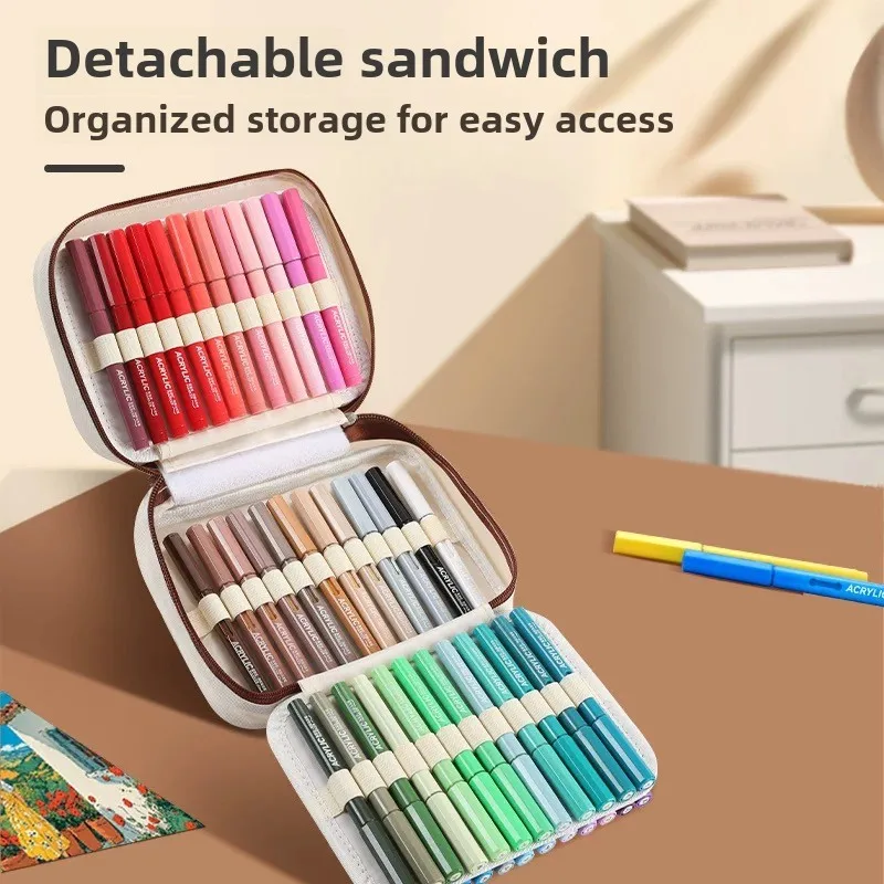 84/12 Colors Acrylic Marker Pens Waterproof Pen Soft Brush Nib Student Art for Glass Stone Metal Stationery School Art Supplies