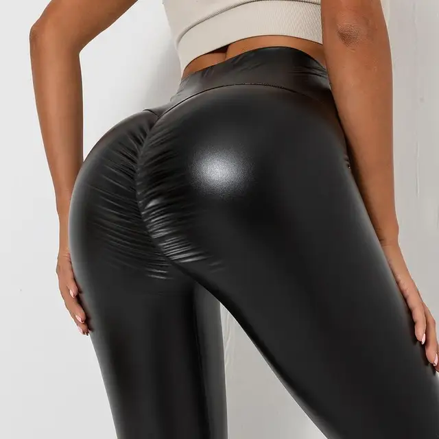 Pu Leather Leggings Women Sexy Scrunch Butt Leggings Girls Faux Leather Pants High Waist Push Up.jpg
