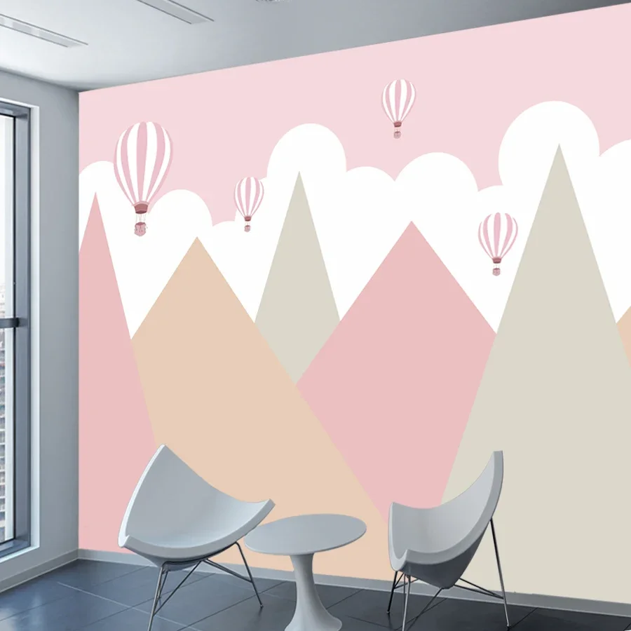

Peel and Stick Wallpapers Accept for Living Room Bedroom Walls Contact Paper Wall Papers Home Decor Pink Mountain Balloon Mural
