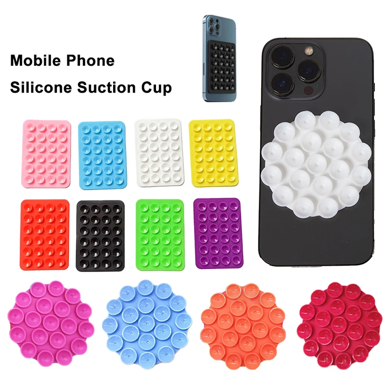 

1pc Suction Cup Wall Stand Mat Anti-Slip Single-Sided Leather Case Mount Multifunctional Silicone Suction Phone Holder