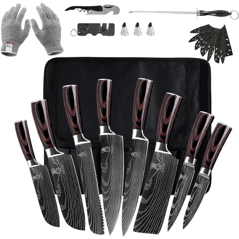 

14pcs Japanese Knife Set, Premium German Stainless Steel Kitchen Knife Set