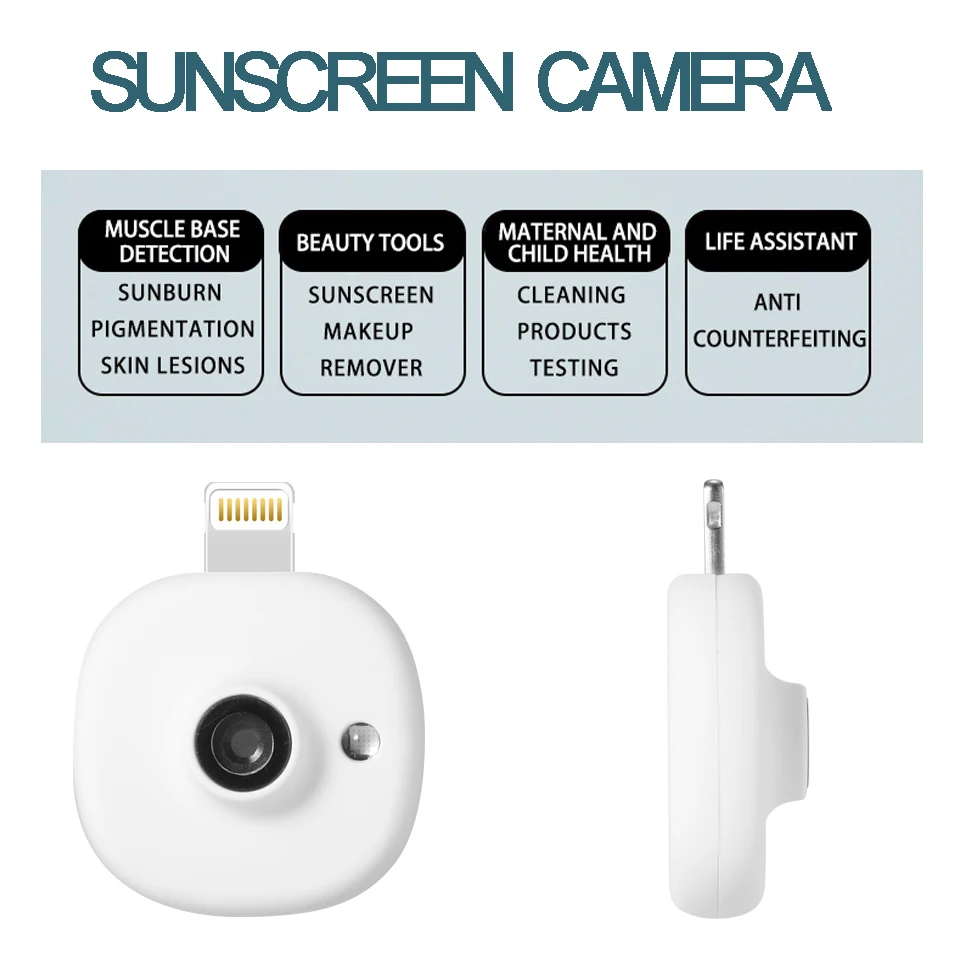 미니 UV 카메라 휴대용 자외선 차단제 테스터 얼굴 자외선 차단 및 메이크업 제거용 모바일 자외선 차단제