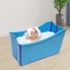 Oversized Foldable Bath Tub Adult Kid Portable Spa Sauna Bath Rectangle Bucket Water Tub, Blue 3