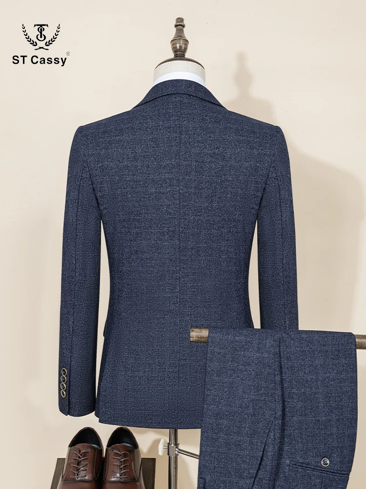 ST Cassy High Quality Jacket Vest Pants Slim Fit Casual Suit Single Breasted Groom Wedding Business Office Men Suits