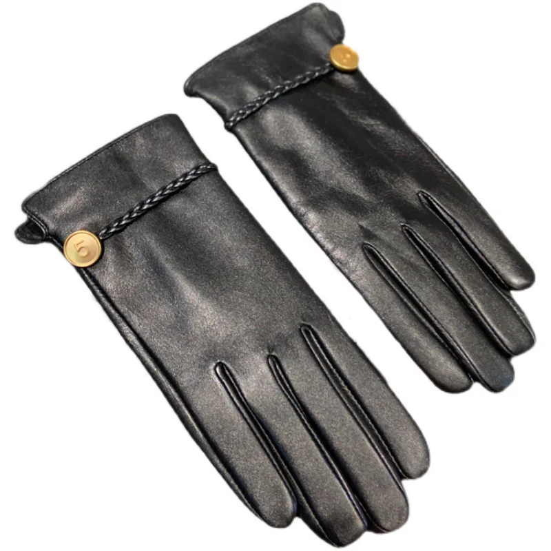 brand-design-sheepskin-women's-spring-winter-outdoor-keep-warm-touch-gloves-thin-velvet