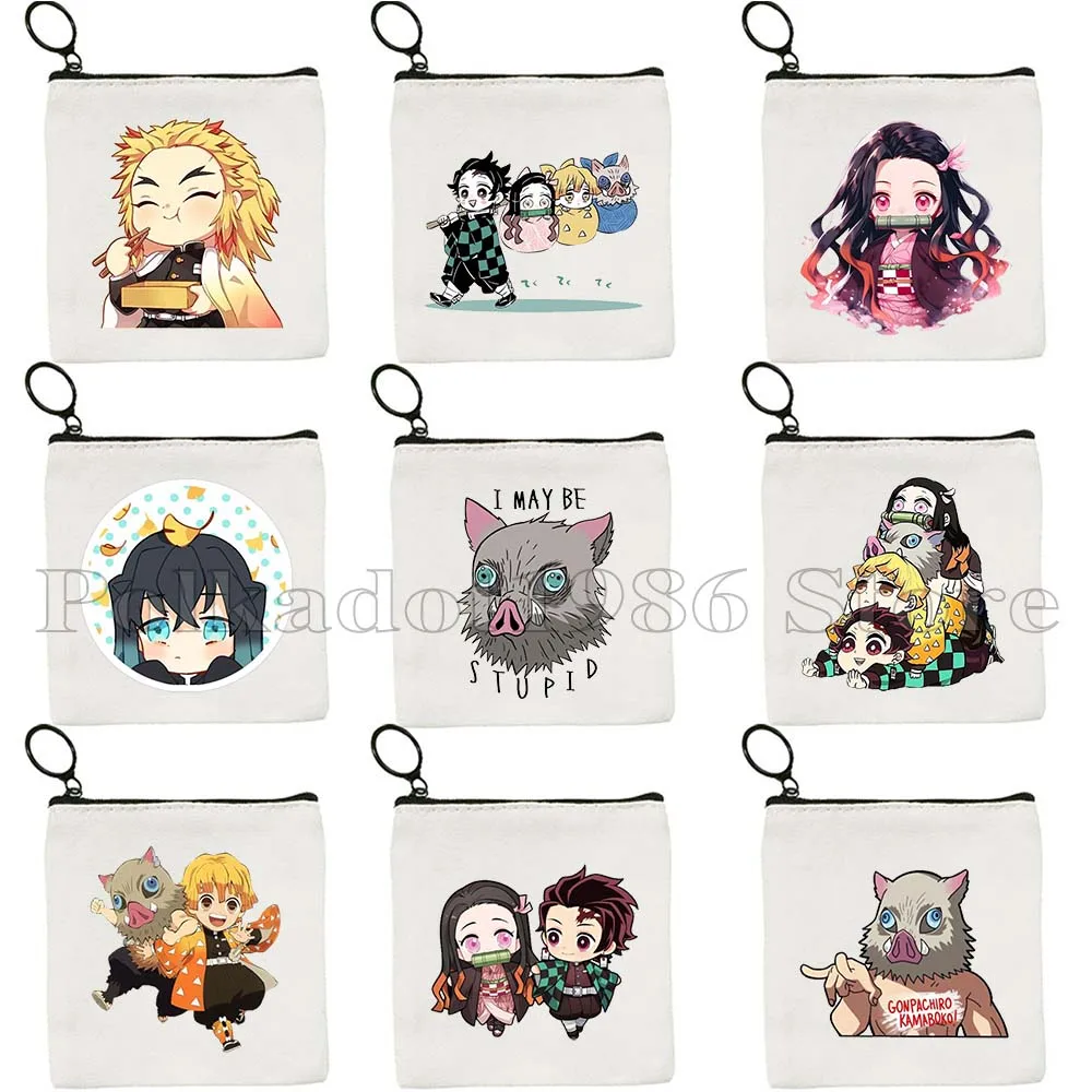 Demon Slayer Anime Kimetsu Kamado Nezuko Key Coin Purse Inosuke Muichiro Tokito Tangiro Heshibira Gifts Card Bags Wallet Pouch