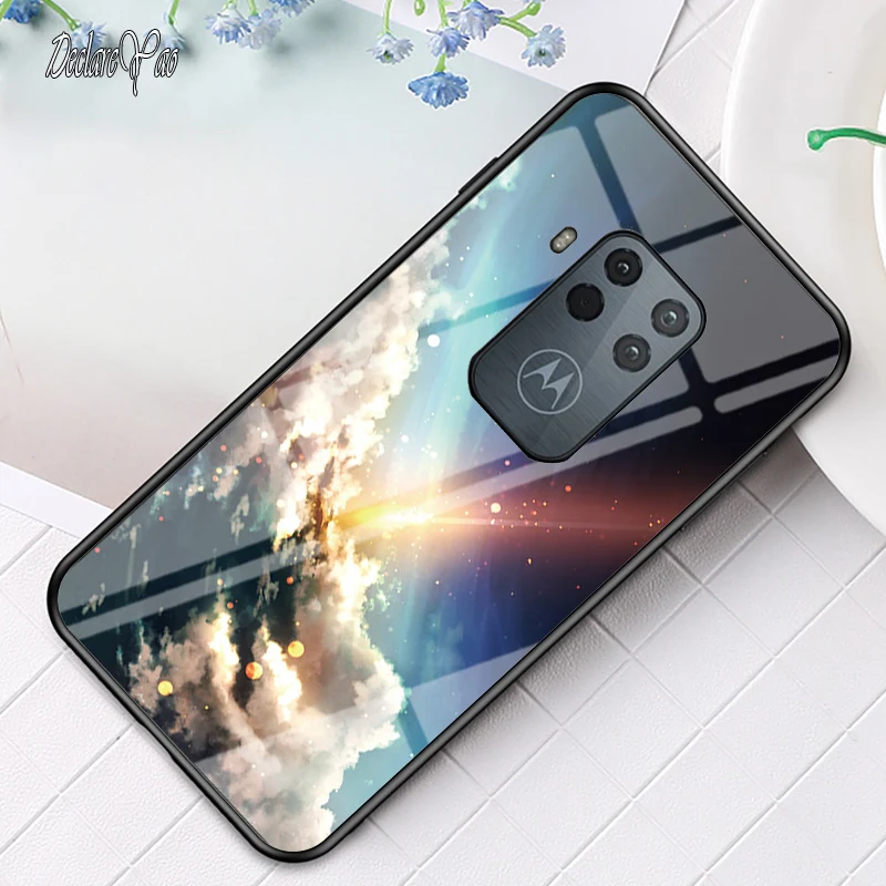 for Moto One Zoom Glass Case DECLAREYAO Luxury Hard Mirror Tempered Glass Coque For Moto G7 Power G7Play G5S Puls G6 Plu_voghion.com