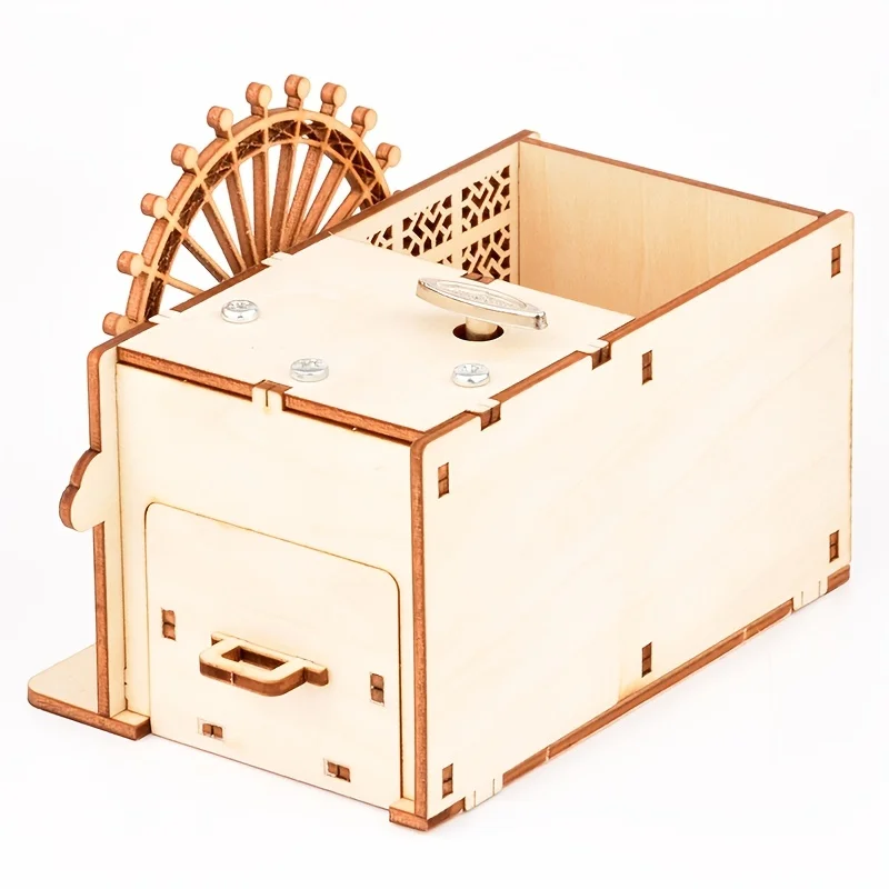DIY Ferris Wheel Clockwork Type Music Box Wooden Antique Carved for Birthday Christmas Party Gifts Family Decoration