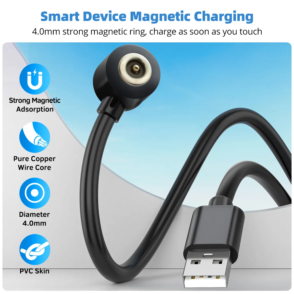 Fonken 2Pin Smart Ring USB Charging Cable Cord