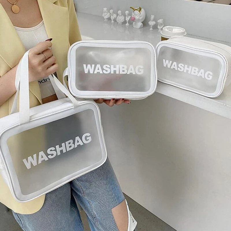 3PCS/SET PVC Waterproof Transparent Cosmetic Bag Wash Bath Storage Bag Travel Multi-function Storage Bag Cosmetic Handbag 3