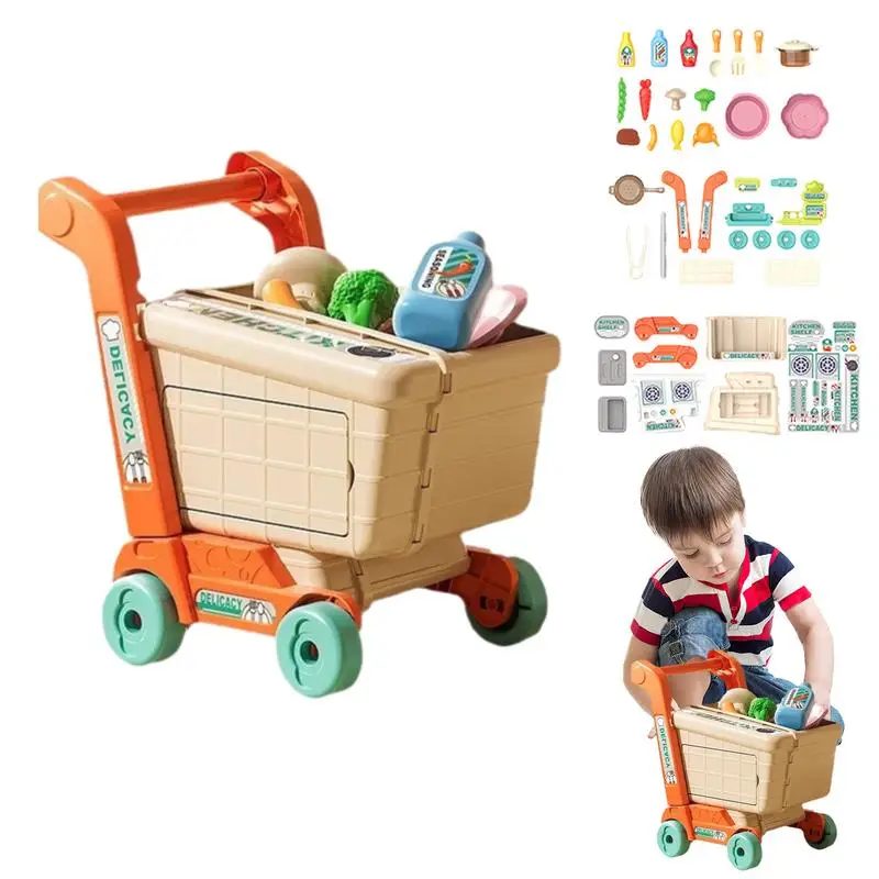 

Pretend Play Food Sets Play Shopping Pretend Food Portable Mini Shopping Cart Birthday Gift For Kids Children