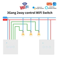 Wifi สมาร์ท 2way สวิทช์ 1gang 2gang 3gang สองทางสวิทช์สัมผัสผนังเสียงและ Smart Life TUYA APP ควบคุมสําหรับบันไดทางเดิน 1