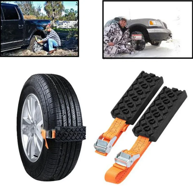 1/2/4PCS Durable PU Winter Car Tire Snow Anti-Skid Chains Car Tire Traction Blocks Emergency Snow Mud Sand Chain Straps