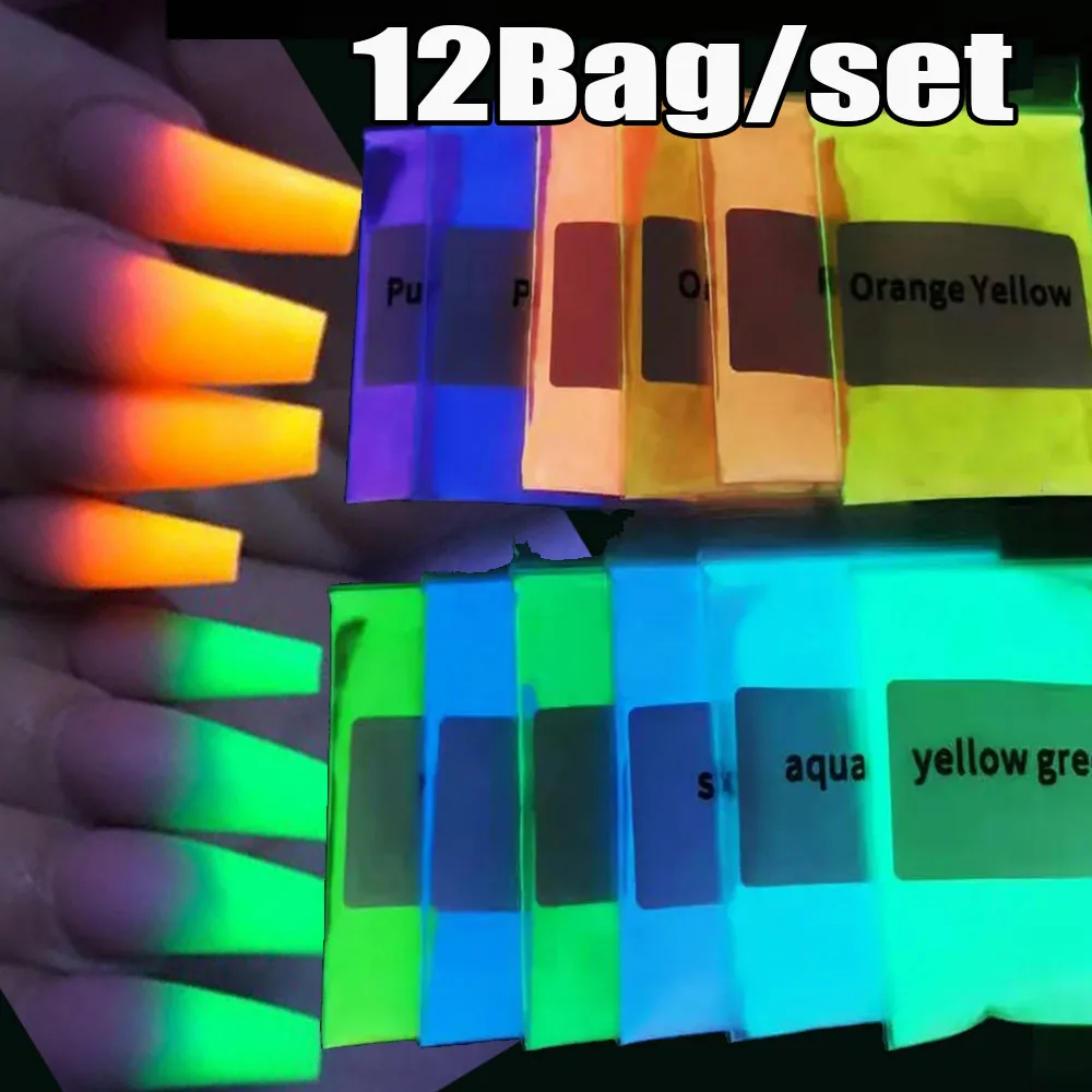 Nail Powder Set 120g Luminescent Phosphor Glitter