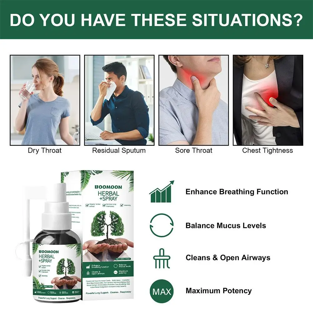 Herbal Lung Cleanse Mist 30ml Powerful Lung Support Cleanse Breathe Health Care Spray herbal lung drops