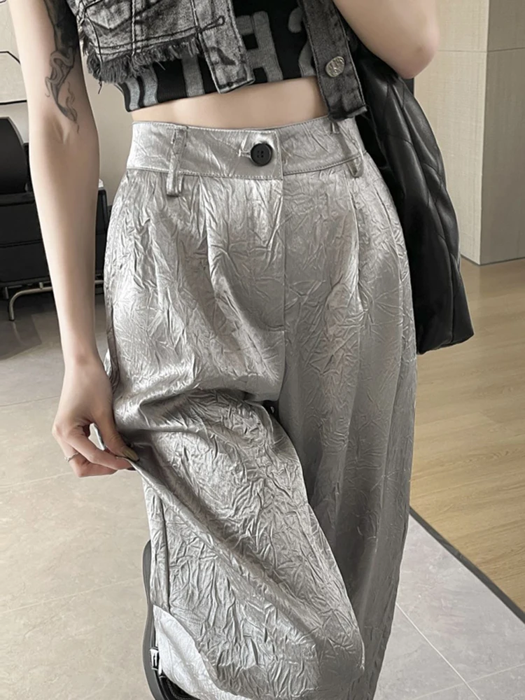 

Suit wide leg pants for women's summer slim 2024 new high waist slim straight leg loose fitting casual draping floor long pants