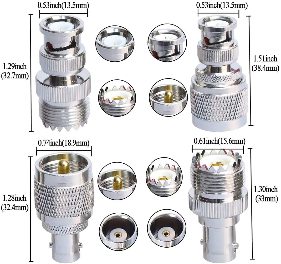 YILIANDUO CB Radio Adapter BNC zu UHF PL259 SO239 Stecker Buchse 4