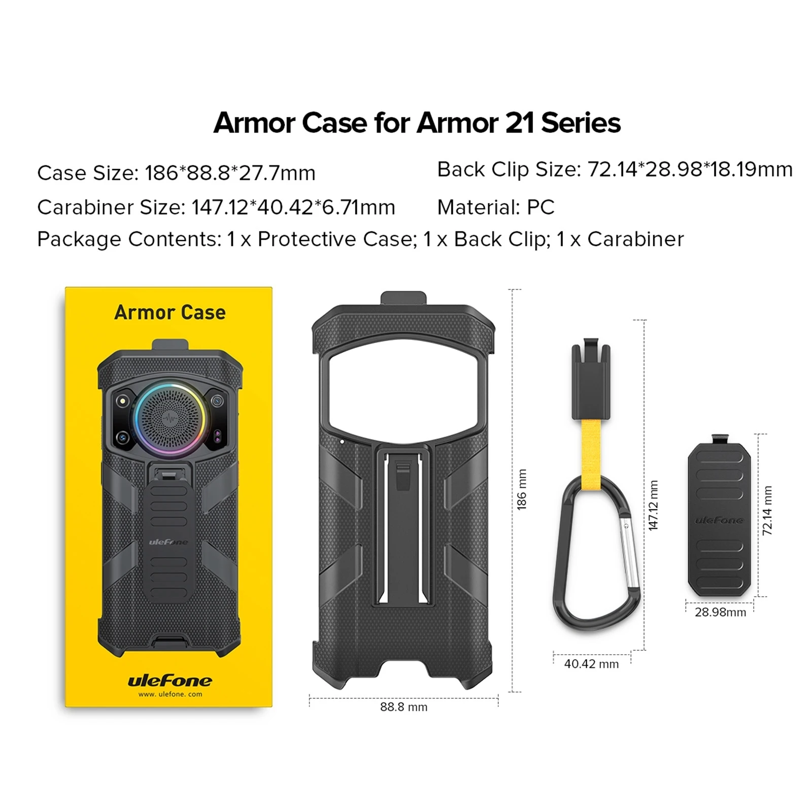 For Ulefone Armor 21 Ulefone Back Clip Phone Case with Carabiner