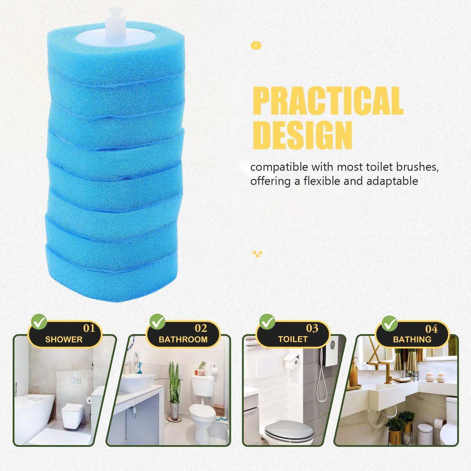 8pcs Disposable Toilet Brush Heads Replacement Scrubber Refill Pads Bowl Cleaner Wand Head Refills Household Merchandises Scrub
