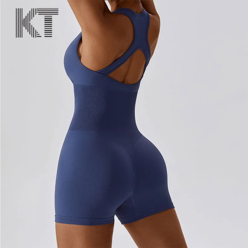 Seamless Jumpsuit One-piece Women Fitness Push Up Quick Drying Sportswear High Elasticity Tight Fitting Jumpsuit Back Yoga Suit