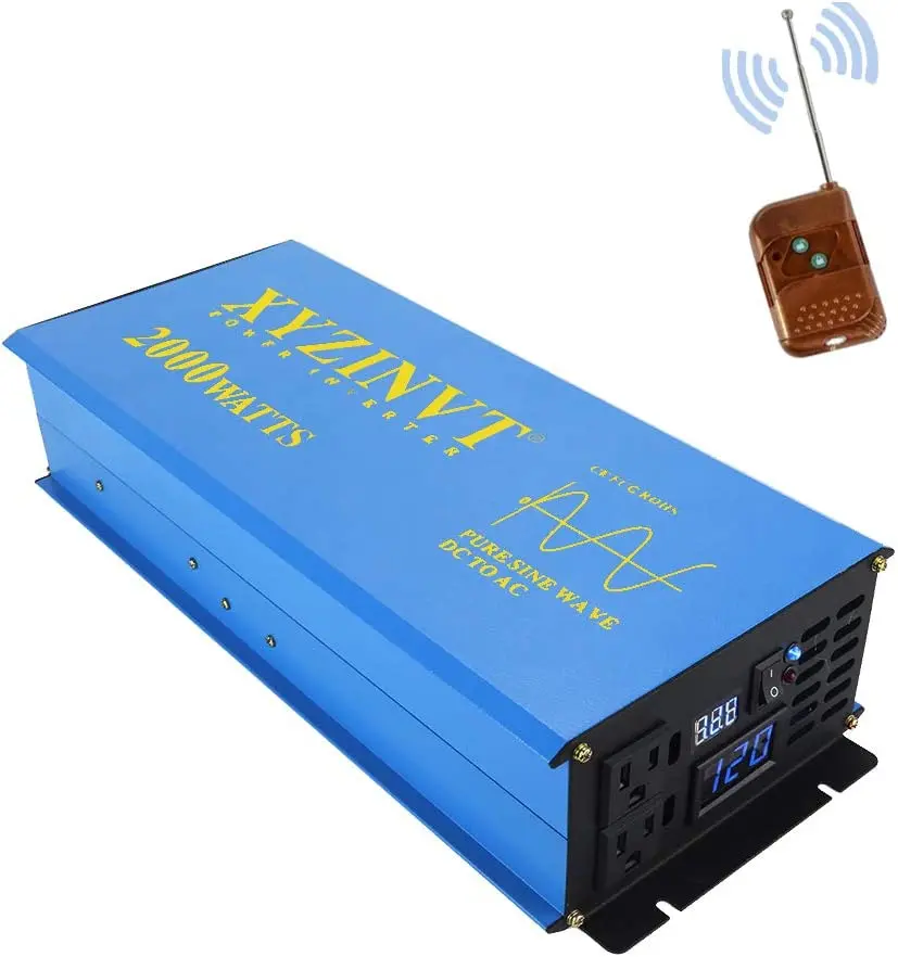 

2000W Pure Sine Wave Solar Inverter 24V 120V Power Supply Battery Inverter Converter 12V 48V 96V DC to 110V 220V 240V AC Remote