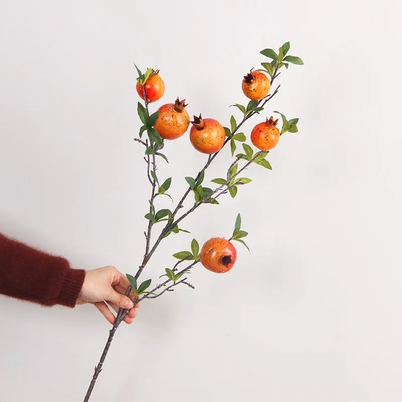 Artificial Pomegranate Long branch 6-Fruit Artificial Fruits Flowers For Wedding Party Tabel Decoration Home Birthday Decor artificial fruits and vegetables