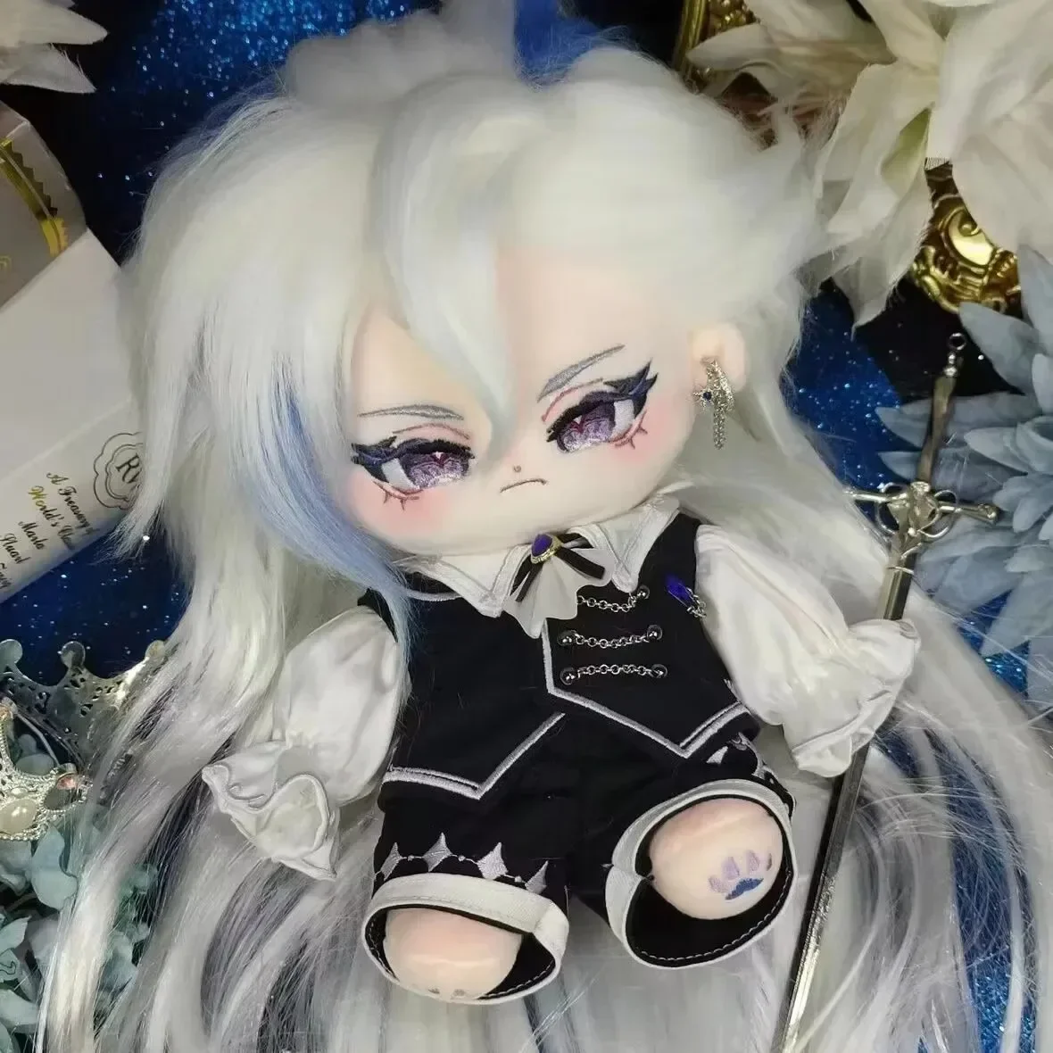 

Cute Handsome Neuvillette Anime Game Cosplay Soft Plush Stuffed Dollbody Dress Up Clothes Plushie Xmas Gift 20CM