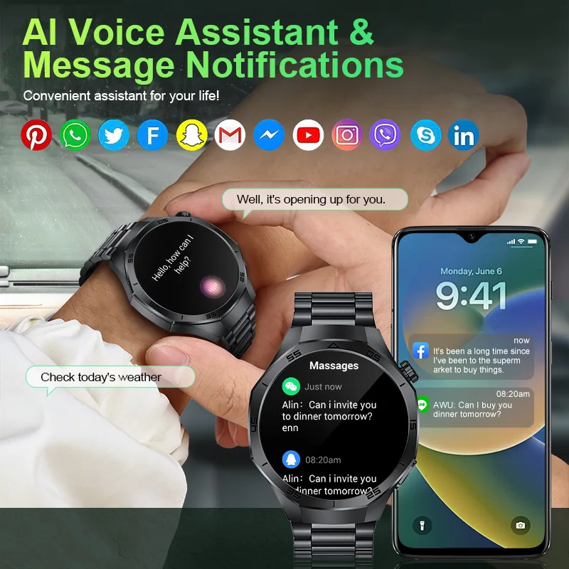 LIGE 1.53-Inch Smartwatch Bluetooth Call IP68 Waterproof 100+ Sports Fitness Blood Pressure Hart Rate Smart Watch For Men Women