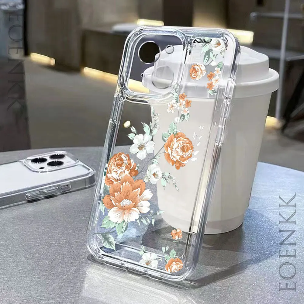 Floral Transparent TPU Phone Case - Stylish and Elegant Design