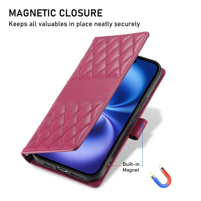 Elegant Leather Wallet Phone Case with Long Lanyard