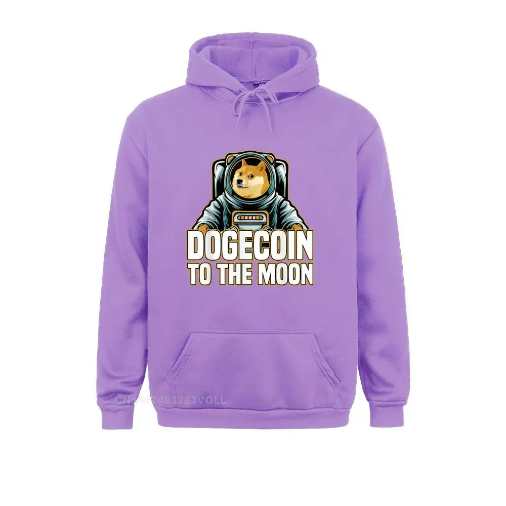 dogecoin to the moon astronaut Funky Hip Hop Hoodies Summer/Autumn Long Sleeve Sweatshirts for Women Printing Clothes ferty purple