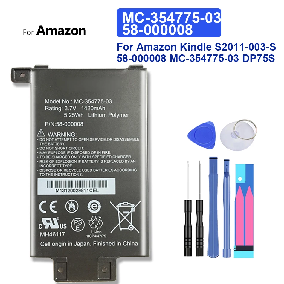 

MC-354775-03 58-000008 1420mAh Mobile Phone Battery For Amazon Kindle PaperWhite S2011-003-S 58-000008 MC-354775-03 DP75S