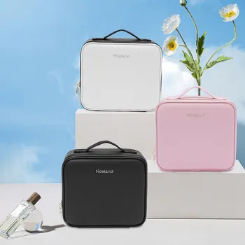 Travel Makeup Bag with LED Mirror 3 Color Scenarios Adjustable Brightness Large Cosmetic Organizer 1