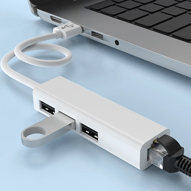 Сетевая карта 4 в 1 USB Тип C к RJ45 Lan, USB2.0 хаб Ethernet, разветвитель, адаптер 10 Гбит/с для ноутбука, ПК, драйвер бесплатно 2