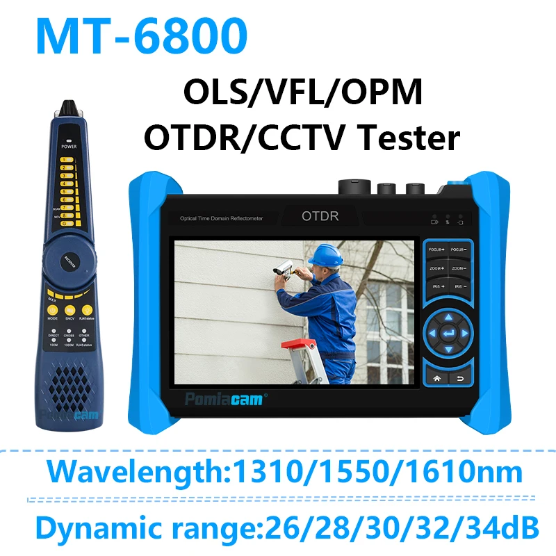 MT-6800 5.4 inch Multifunction OTDR 8K H.265 IP 4K HDMI Output with Cable Tracer Visual Fault Locator Optical Power Meter pipe inspection camera syanspan 9 inch sewer endoscope camer meter counter vedio and redio and 32x image enlarge and 9mm cable