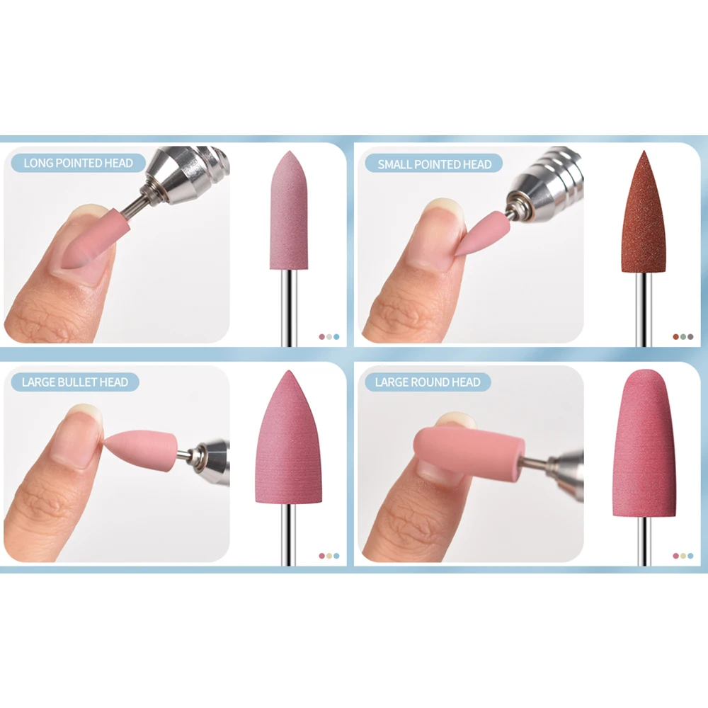 1pcs 실리콘 네일 드릴 밀링 커터 드릴 비트 파일 전기 기계 네일 아트 그라인더에 대한 손톱 표면 연마