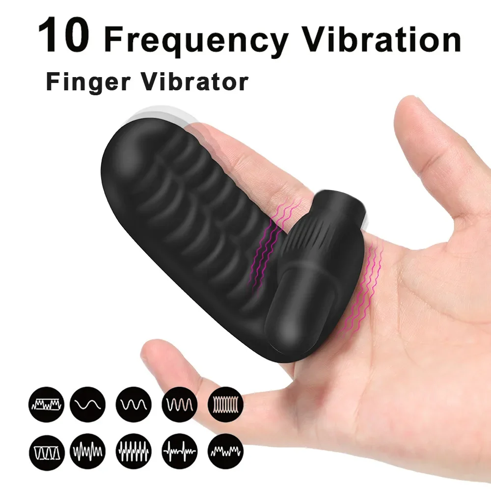 10 frequency Finger Sleeve Vibrator G Spot Orgasm Massage Clit Stimulate Female Masturbator Vibrator Lesbian Adult Sex Toys