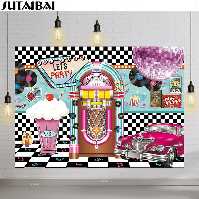 Back To The 50s Rock Party Background Decoration Let's Party - Temu